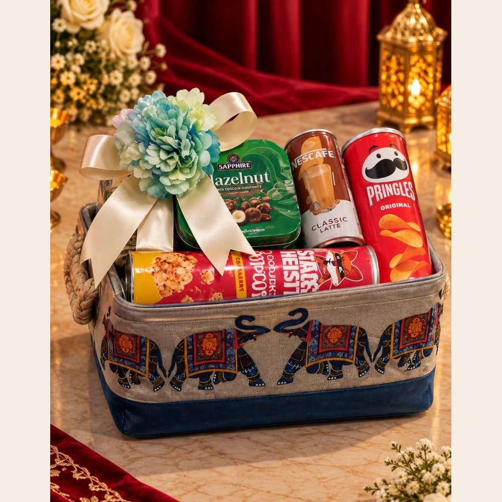 Diwali Snack Hamper - Cloth Elephant Basket