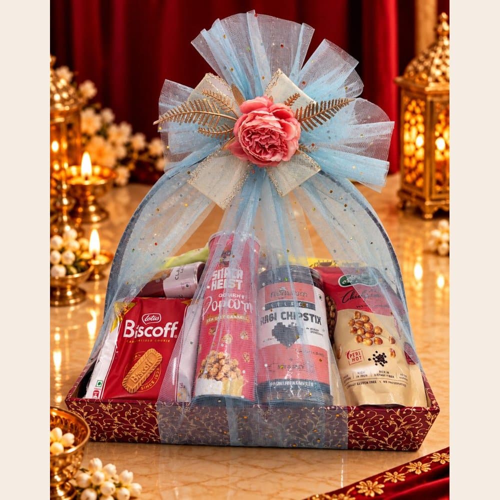 Diwali Snack Hamper - Velvet Handle Basket